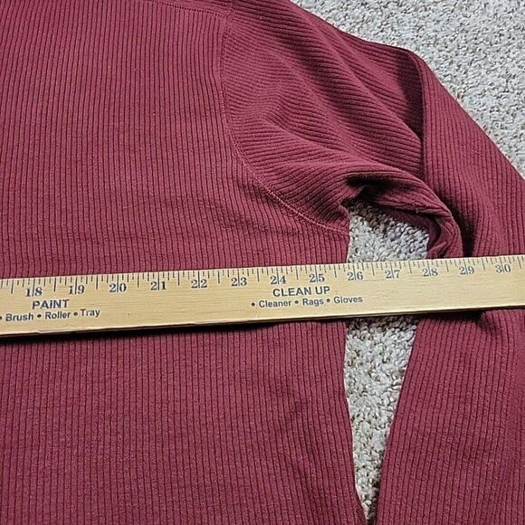 Vintage Fieldmaster Shirt Mens 2XL Burgundy Henley Ribbed Knit Long Sleeve - Picture 4 of 7